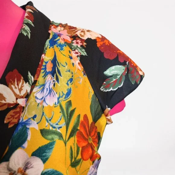 ZARA FLORAL PRINT POLAK DOT AND PATCHWORK DRESS - STUNNING - SIZE S - Picture 5 of 16